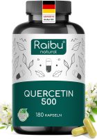 Quercetin Hochdosiert - 180 Kapseln - 500 mg Quercetin pro Kapsel - Vorrat für 6 Monate - Hochwertiger